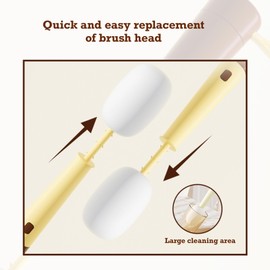 GCFTIFF 3 in 1 Multipurpose Bottle Cleaner Brush,3 Pcs Replacement Heads & 1 Pcs Multipurpose Brushes,Cup Crevice Cleaning Tools,Water Bottle Cleaner Brush,Home Kitchen Cleaning Tools (Yellow-Brown)