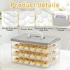 BOUTICOL 3-Layer Deviled Egg Container with Lid and Handle, Clear