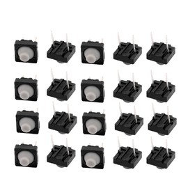 uxcell Push Button Switch, Touch Switch, Instant Tactile Switch, Pin Length 0.3 inches (7.4 mm), Instant 2 Pins, Pack of 20