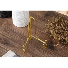 (2 Pack) 4" Iron Display Stand, Gold Small Iron Easel Plate Display Photo Holder Stand, Displays Card,Cookie, Decorative Plates,Artwork