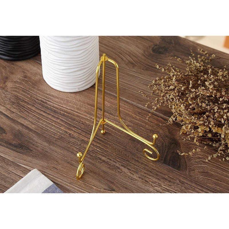 (2 Pack) 4" Iron Display Stand, Gold Small Iron Easel