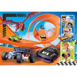 Clementoni 25776 Hot Wheels Supercolor Hotwheels, 104 Pieces, from 6 Years, Puzzle for Children, Made in Italy, Multicoloured