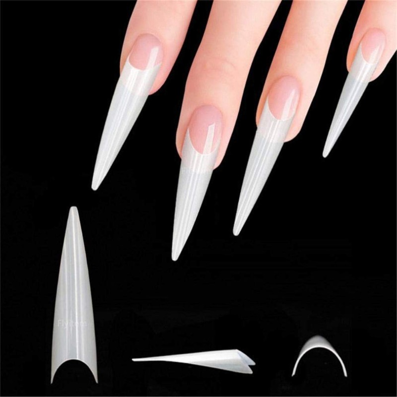 YIMART 500pcs Acrylic Medium Long Stiletto Nail Tips Easy Coffin