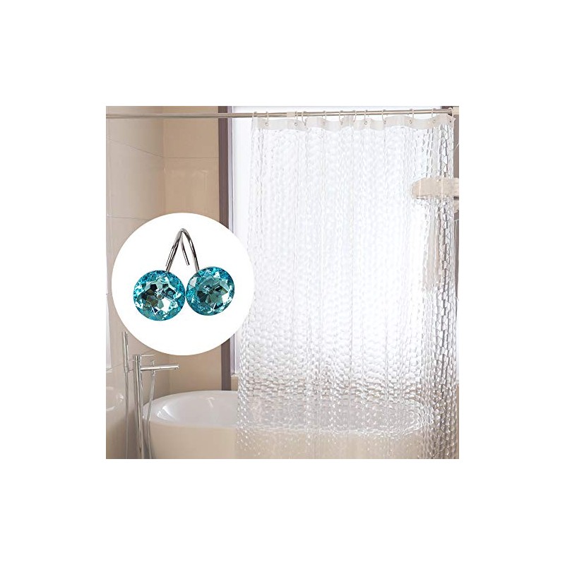 EleCharm 12 Pcs Bling Rhinestones Shower Curtain Hooks Bathroom Rolling