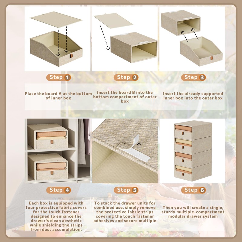 4-Pack Storage Bins with Drawers Large Closet Organizers and Storage