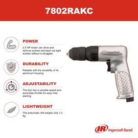 Ingersoll Rand Ingersoll-Rand 7802RAKC Heavy Duty 3/8-Inch Reversible Pneumatic Drill With Keyless Chuck