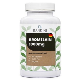 Bandini® Bromelain High Dose 1000 mg per Dose 180 Capsules Gastric Juice-Resistant Capsules Natural Pineapple Extract Enzymes from Pineapple Laboratory Tested Vegan GMO Free 2500 GDU
