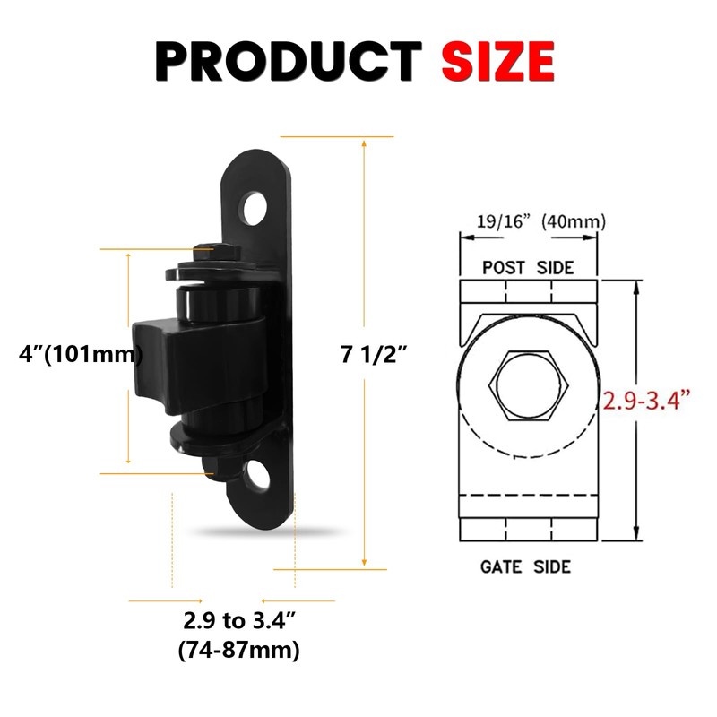 2 Pack Heavy Duty Outdoor Gate Hinges with Sealed Bearings,