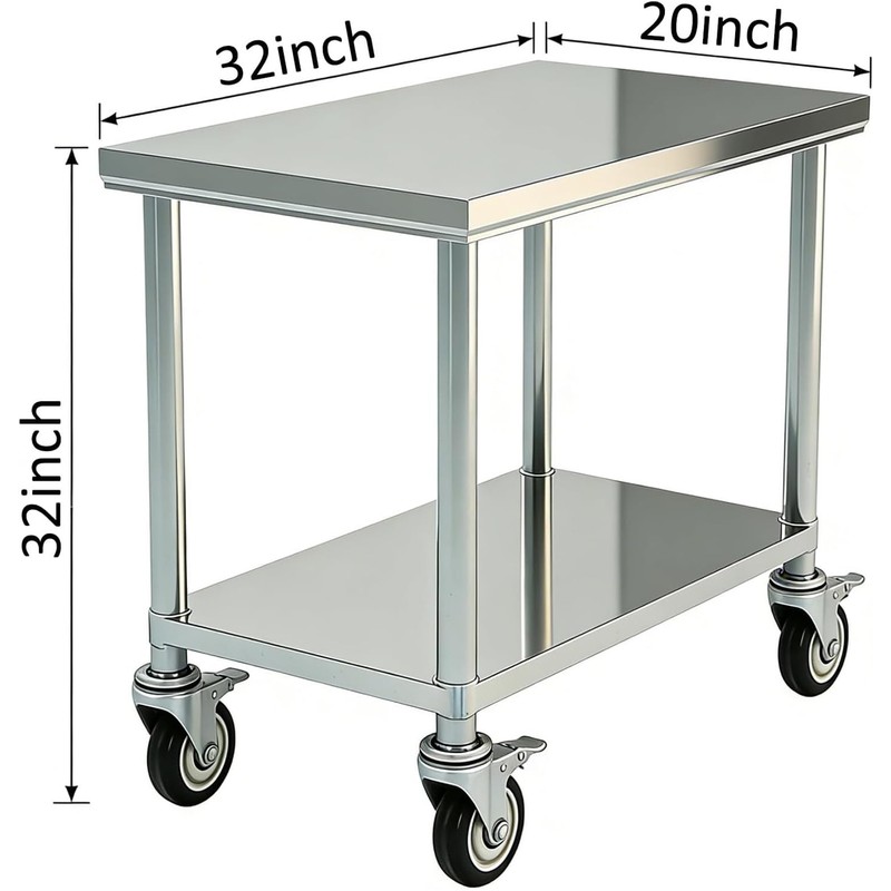 Stainless Steel Table Prep & Work with Wheels 20 x