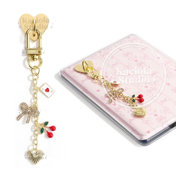 Kaciola Charm Chains for Kindle, Cherry Bow Heart Pendant Cute