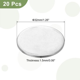 uxcell 20Pcs Stainless Steel Disc, 1 1/4"(32mm) Dia 0.06"(1.5mm) Thick 304 Stainless Steel Flat Round Sheet Blank Round Circle Plate for Crafts Metal Stamping and Jewelry Making