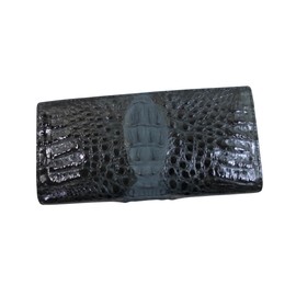 [High Quality Kimono Store] Crocodile Wallet, Bundle, Navy, Single Piece Leather, Center Closure, Shining Processing, Long Wallet, Premium Item, navy