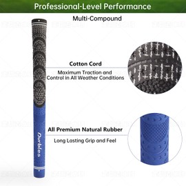Durbles Golf Grips with Regripping Kit – All Weather Multi-Compound Golf Club Grips for Men & Women – Corded Rubber Grip Set – Standard & Midsize Wood and Iron Grip Kit – All Level Golfing Accessories – Mid Size Blue