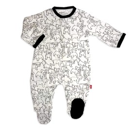 Magnetic Me Footie - Pijama suave modal para bebé con cierre magnético rápido | Niños y niñas durmiendo prematuros de 24 meses, Línea, Cachorros Dibujados, Recién nacido