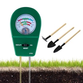 TGKYK Soil Tester 3-in-1, Soil PH Tester with 3 Spatulas, PH Tester for Soil, Soil Moisture Meter for Plants, Measures Moisture, pH and Light, for Gardens, Lawns, Farms