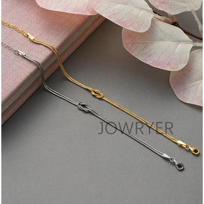 Pulseras Ajustables de Pareja Nudo de Amor Acero Inoxidable Oro