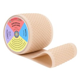 Mandala Crafts Cinta Adhesiva Elástica de Silicona de 2.5 Pulgadas con Agarre para Ropa - 4.57 Metros de Cinta Elástica Antideslizante Punteada para Coser - Bandas de Tela Elásticas Planas de Silicona