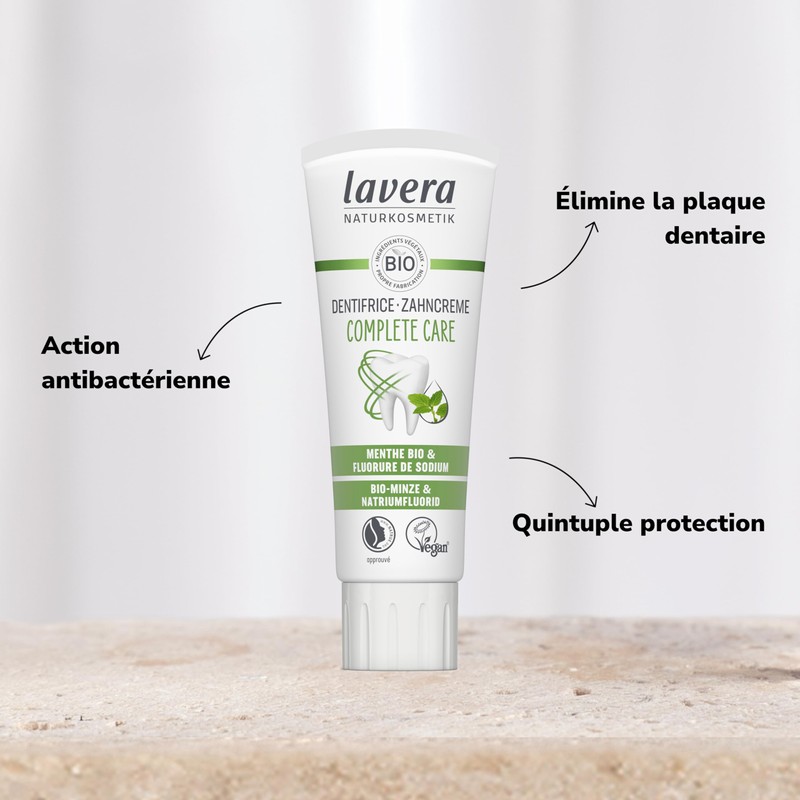 lavera Complete Care Toothpaste Without Fluorure, 5 Times More Protection,