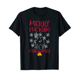 Merry Christmas Humour Offensive Ugly Sweater for Adults T-Shirt, black