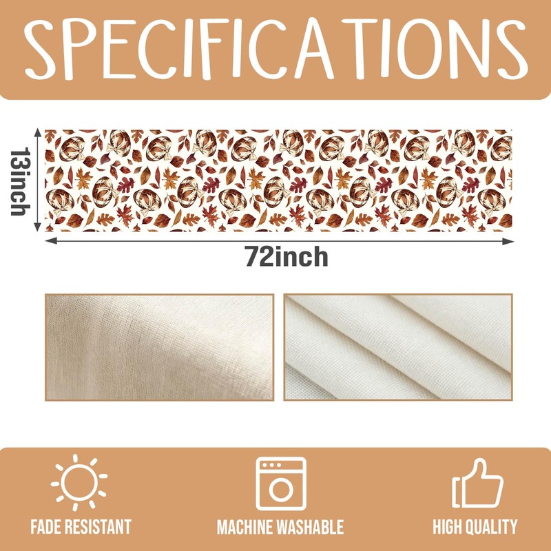 Fall Rugby Maple Leaves Football Table Runner 13x72 Inch
