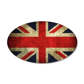 CafePress Grunge UK Flag Wall Decal 20"x12" Oval Wall Decal, Vinyl Peel, Reusable Cling