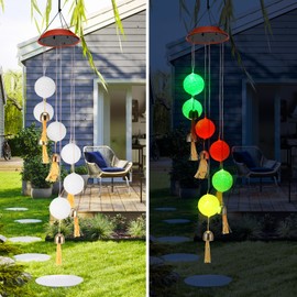 Solar LED Wind Chimes Light with Light Sensor AOZBZ Colour Changing Rotating Crystal Ball Light Garden Outdoor Ornaments Hanging Lamp Wind Spinner for Lawns Yard Home Party Festival
