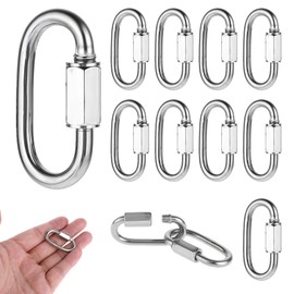 Pack of 10 Carabiner Screw Cap M3.5 Screw Carabiner Stainless Steel 304 Wire Rope Accessories Chain Connector, Rapid Link Screw Carabiner Small Pet Keyring for Outdoor Travel Equipment
