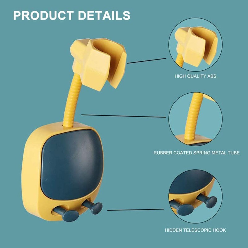 Mnixy Q0OJ Universal 360° Adjustable Rotatable Shower Head Holder, Black,