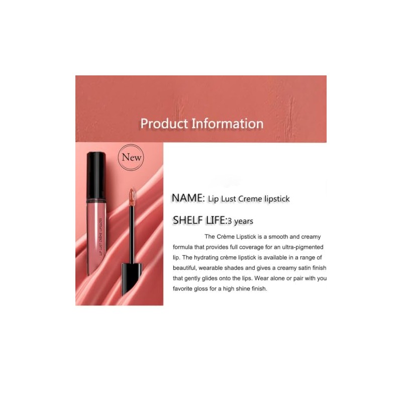 Labial Crema 12 Tonos, Terciopelo Hidratante Waterproof (#3)