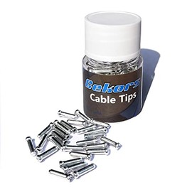 Gekors Bicycle Cable End Crimps 100 Pack,Silver