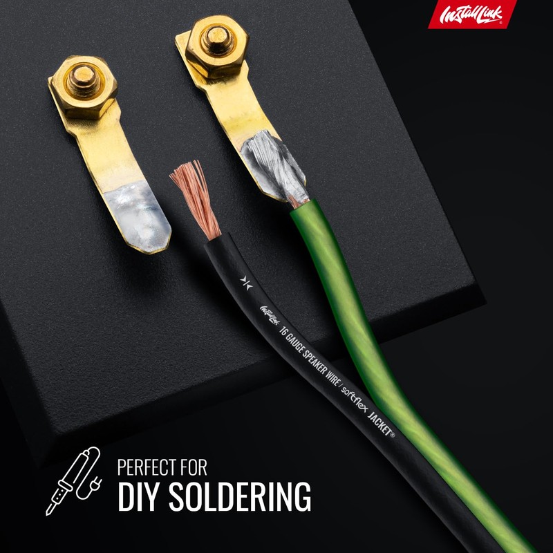 Install Link 16 AWG Gauge Speaker Wire Cable (30 Feet)
