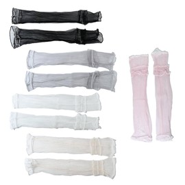 Leadigol 5 Pairs Lace Arm Sleeve, Women Arm Sleeves Long Driving Lace Gloves Sun Protection UV Protection Fingerless Arm Sleeve for Women Outdoor