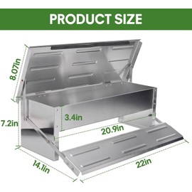 Stainless Steel Automatic Chicken Feeder, Treadle Chicken Feeder with Weatherproof Lid, No Waste Chicken Feeder, 15 lbs Poultry Feeder, for Chickens, Ducks, Fowl