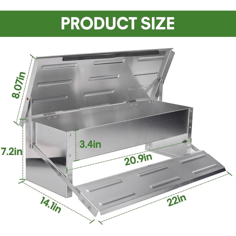 Stainless Steel Automatic Chicken Feeder, Treadle Chicken Feeder with Weatherproof