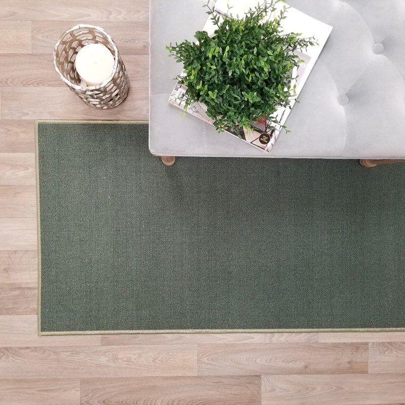 Kapaqua Custom Size Teal-Green Solid Plain Rubber Backed Non-Slip Hallway