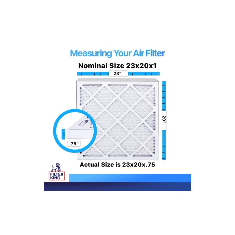 Filter King 23x20x1 Air Filter 4-PACK MERV 8 Actual Size