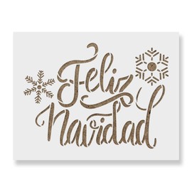 Feliz Navidad Snowflakes Stencil - Christmas Sign, Christmas Stencil Outline, Christmas Porch Sign, Card Stencils, Large Stencil