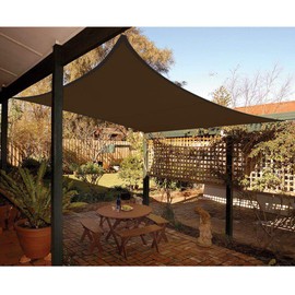 Quictent 185G HDPE Square 24x24FT Sun Shade Sail Canopy 98% UV Block Top Outdoor Cover Patio Garden with Hardware Kit (Brown)
