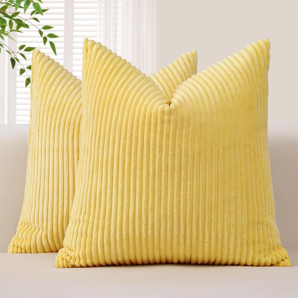 Sungeek Set of 2 Corduroy Striped Soft Cushion Covers Boho