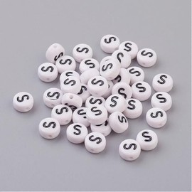 Handicraft Emporium Flat Round Alphabet Acrylic Beads | Approx 20g | S