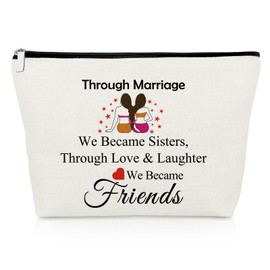 Sister in Law Gift Best Friend Makeup Bag Sister in Law Wedding Gifts BFF Gifts Cosmetic Bag Bonus Sister Birthday Gift Friendship Gift Christmas Engagement Gift for Sister in Law Bestie Travel Pouch
