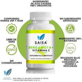 Bergamota Cítrica Y Vitamina C 120 Cápsulas Saisa Herbal