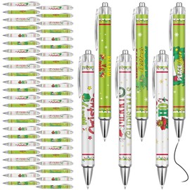 Weekgrat 48 Pcs Merry Christmas Ballpoint Pen Christmas Party Favors Black Ink Retractable Christmas Ballpoint Pens for Christmas Party Gifts Supplies Favors Accessories in Bulk