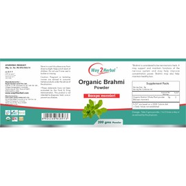 Way2Herbal Organic Brahmi Powder | (Bacopa Monnieri) 7Oz, 200G
