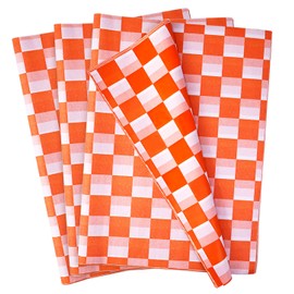 MUNILAIL 100 Sheets Checkered Tissue Paper 14 x 20 Inches Orange and White Gift Wrapping Paper Race Car Art Paper for Birthday Party Decorations Packaging Tissue Paper