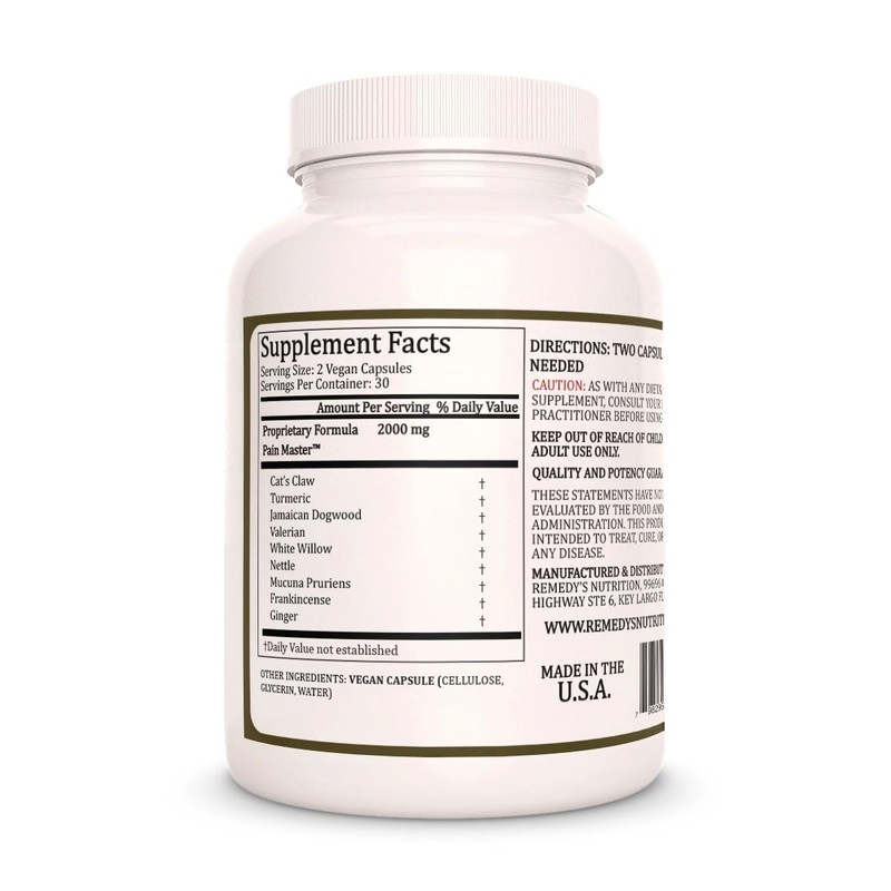 Remedy's nutrition Pain Master | 1,000mg, 60 Vegan Capsules Herbal