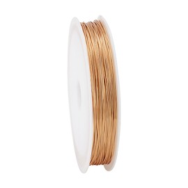 PH PandaHall 22 Gauge Metal Craft Wire 18K Gold-Plated Copper Wire 0.6 mm Jewellery Wire Golden Metal Wire Bead Wire with Spool for DIY Crafts Jewellery Wire Winding 98 m