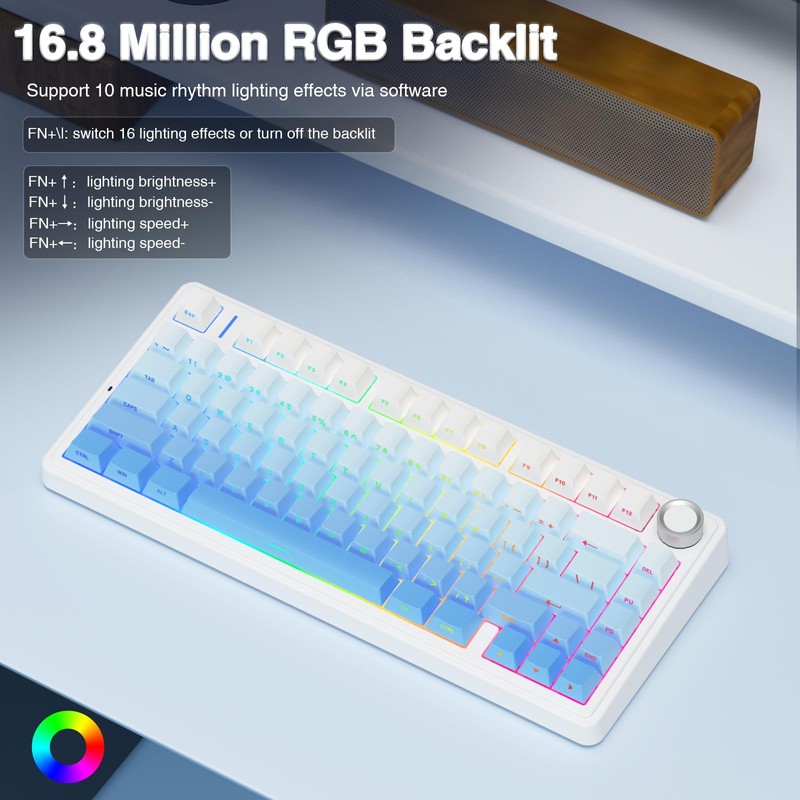 AULA F75 Pro Wireless Mechanical Keyboard,75% Hot Swappable Custom Keyboard,RGB