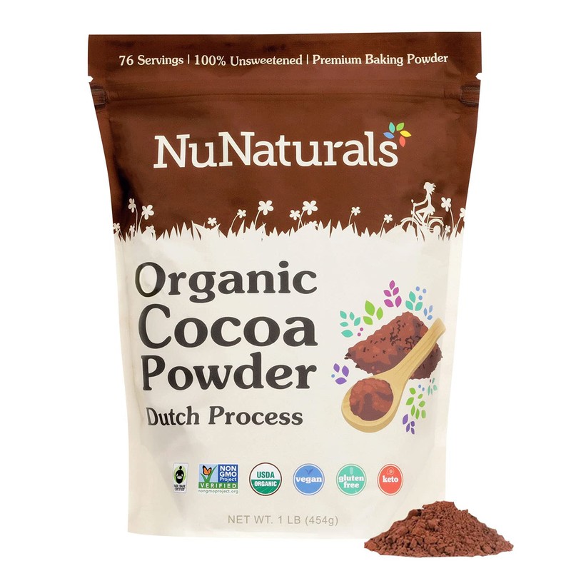 NuNaturals Cocoa Dutch Process Organic 10-12%, 1 lb 2 Pack
