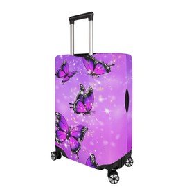 BIGCARJOB Purple Butterflies Luggage Cover for Women Girls,Cute Travel Suitcase Protector Washable Anti-scratch Suitcase Covers,Fit 30-32inch
